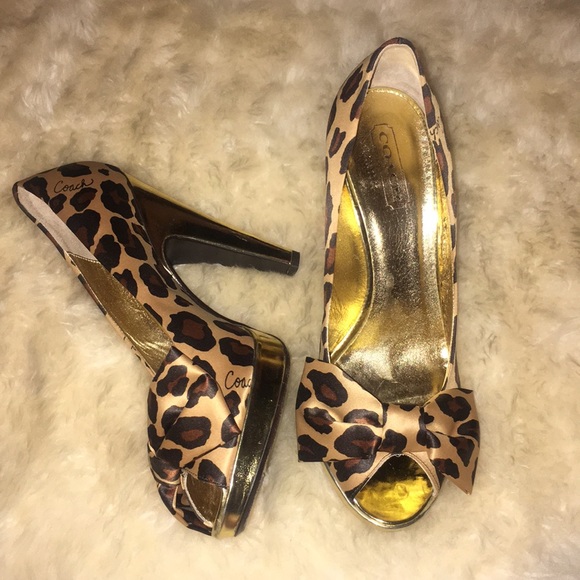 Coach Shoes - Coach Leopard Gold Heels PRICED TO SELL 💋